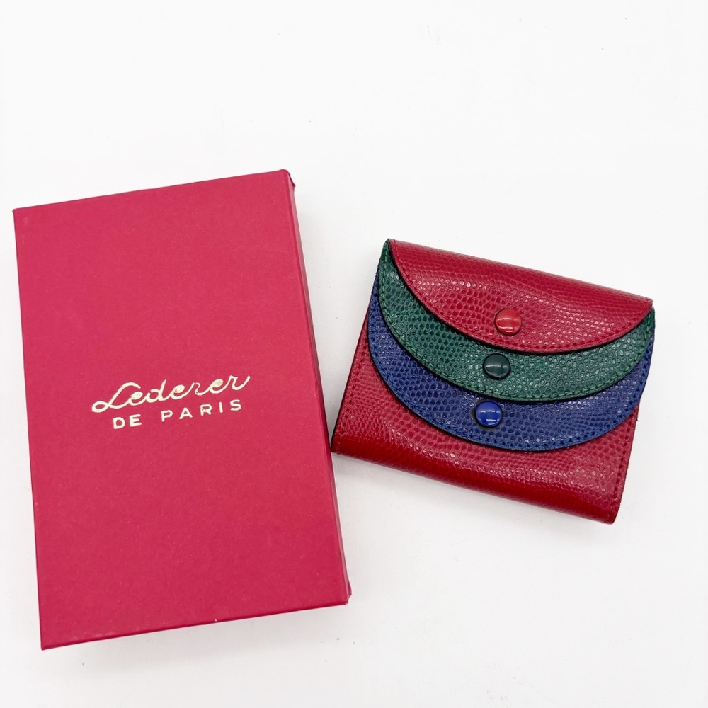 New in Box Lederer de Paris Tri-Color Tiered Flap Wallet